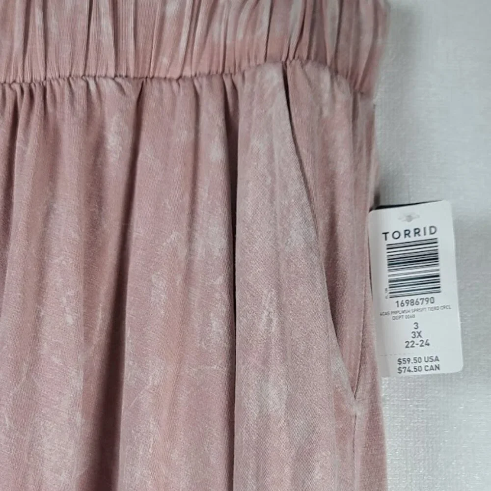 Torrid Women's Pink Super Soft Tiered Circle Pleated Casual Mini Skirt Size 3X - Picture 3 of 10